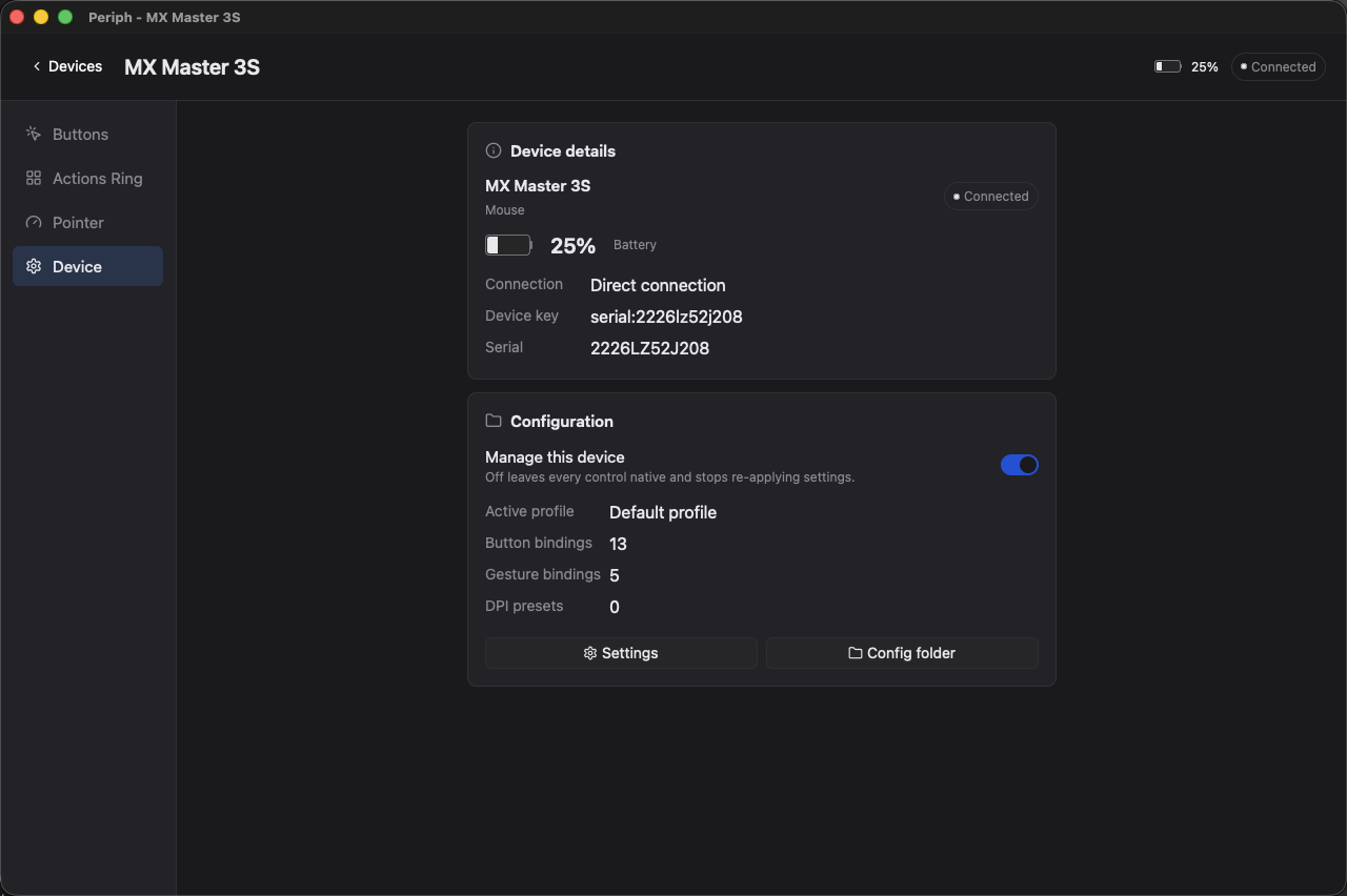 App — device settings