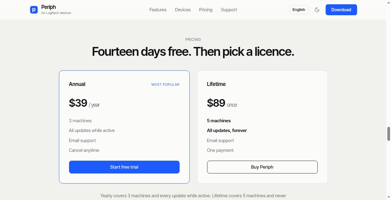 Website — pricing / Start free trial